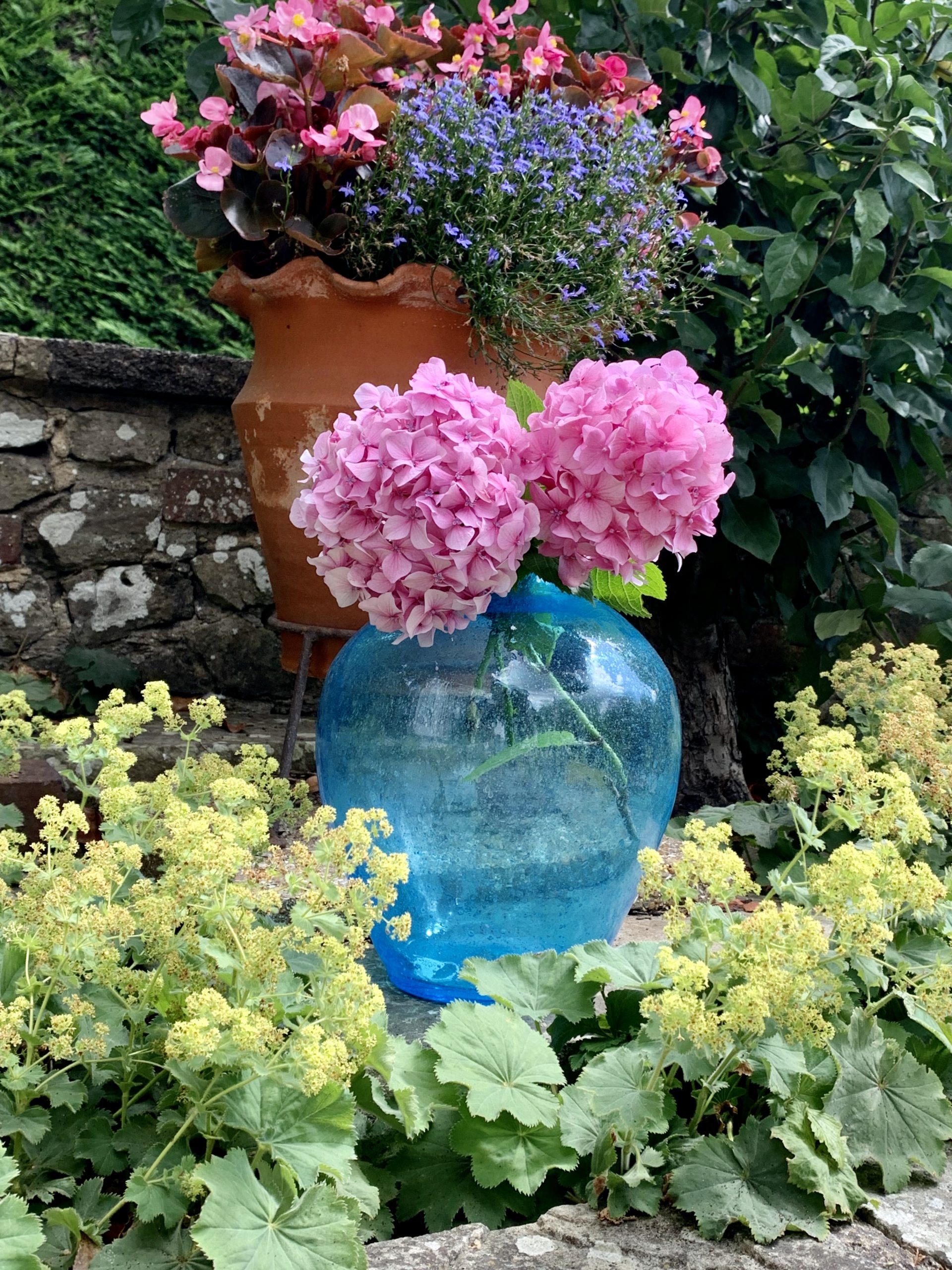 A Hand Blown Large Turquoise Art Glass Vase La Bellegray